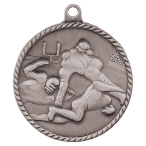 Antique Silver 2" Football High Relief Medal