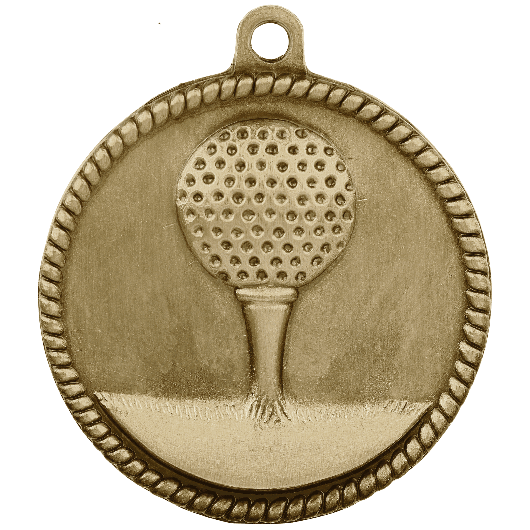 Antique Gold 2" Golf High Relief Medal