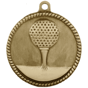 Antique Gold 2" Golf High Relief Medal