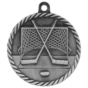 Antique Silver 2" Hockey High Relief Medal