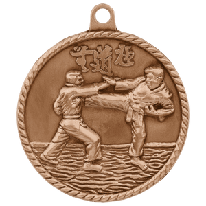 Antique Bronze 2" Martial Arts High Relief Medal