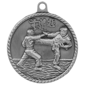Antique Silver 2" Martial Arts High Relief Medal