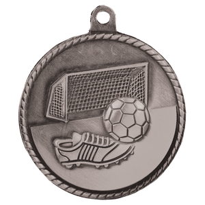 Antique Silver 2" Soccer High Relief Medal