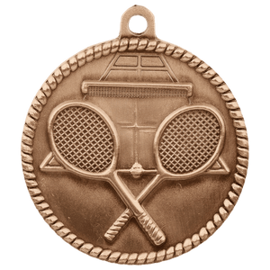 Antique Bronze 2" Tennis High Relief Medal