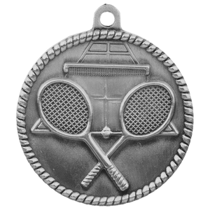 Antique Silver 2" Tennis High Relief Medal