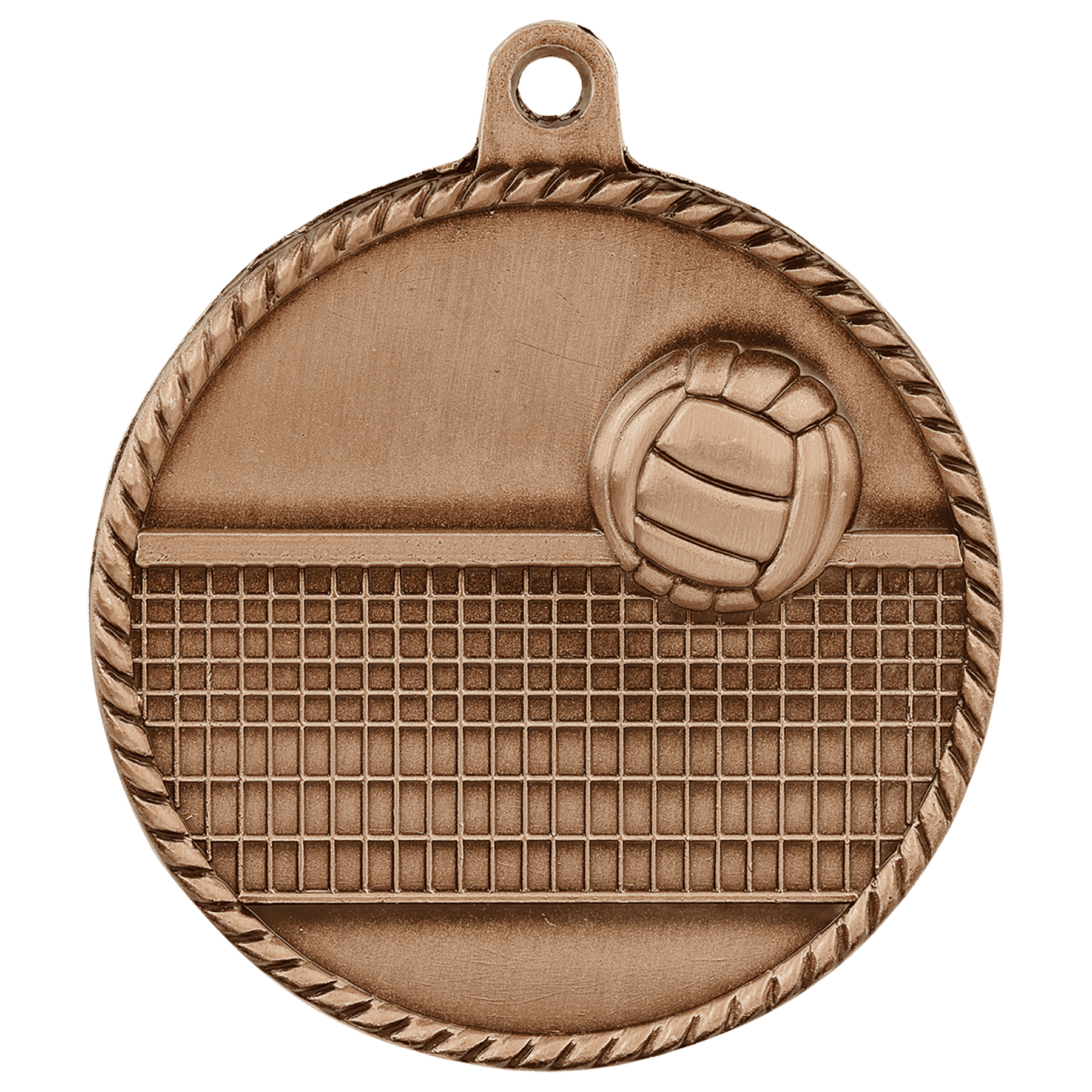 Antique Bronze 2" Volleyball High Relief Medal