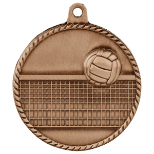 Antique Bronze 2" Volleyball High Relief Medal