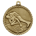 Antique Gold 2" Wrestling High Relief Medal