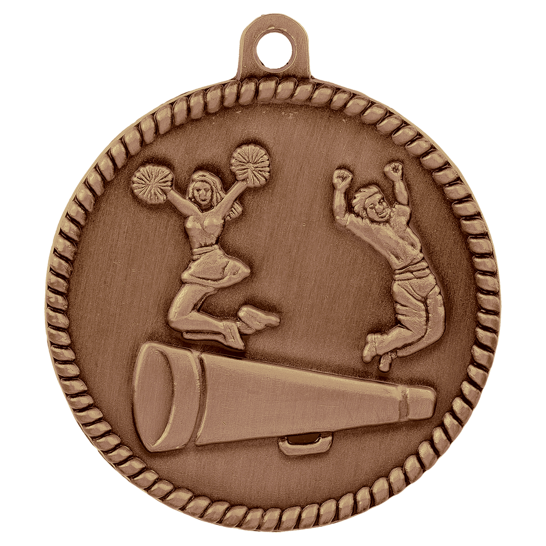 Antique Bronze 2" Cheer High Relief Medal