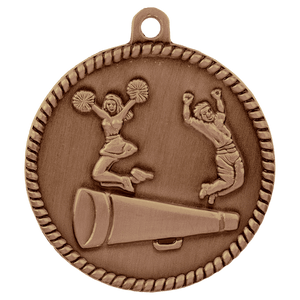 Antique Bronze 2" Cheer High Relief Medal