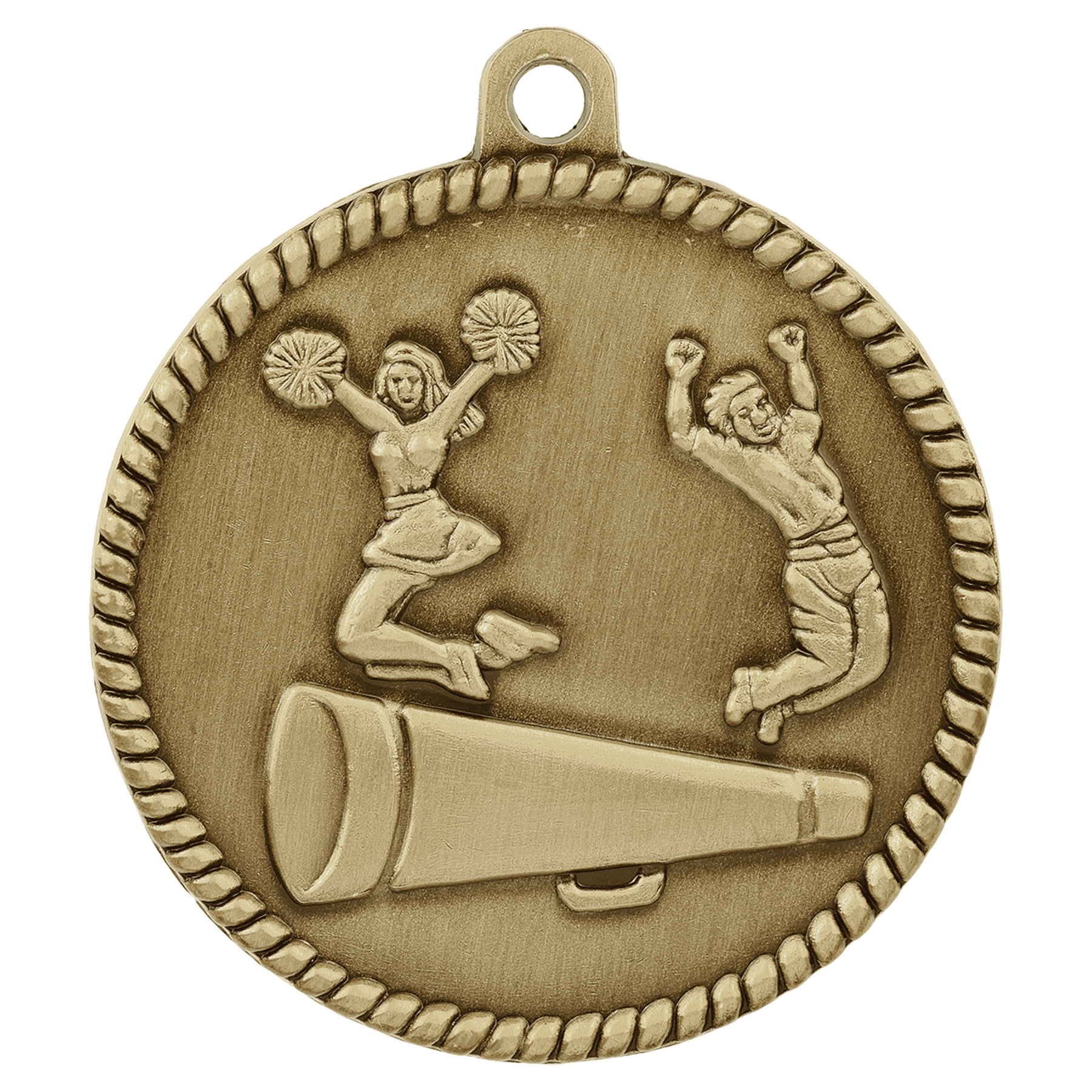 Antique Gold 2" Cheer High Relief Medal