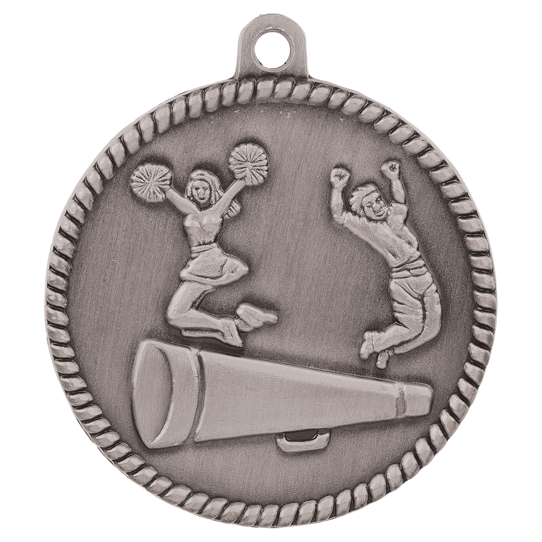 Antique Silver 2" Cheer High Relief Medal