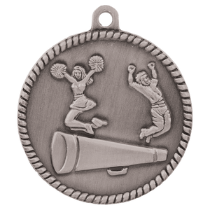 Antique Silver 2" Cheer High Relief Medal