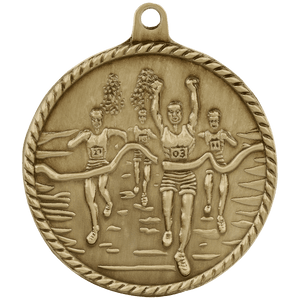 Antique Gold 2" Cross Country High Relief Medal