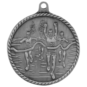 Antique Silver 2" Cross Country High Relief Medal