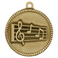 Antique Gold 2" Music High Relief Medal