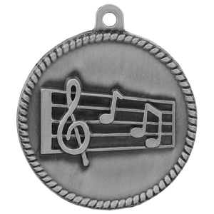 Antique Silver 2" Music High Relief Medal