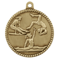 Antique Gold 2" Female Gymnastics High Relief Medal