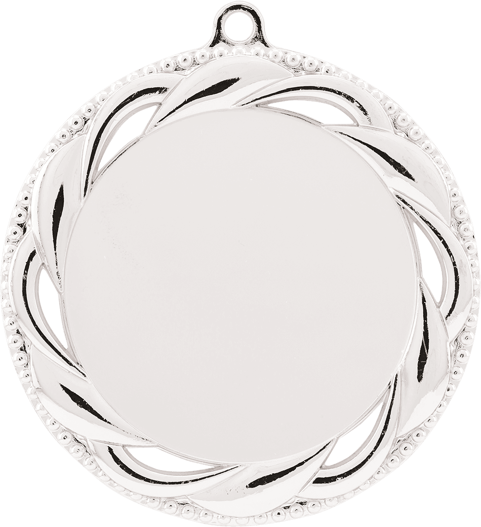 Bright Silver 2 3/4" Rosette 2" Insert Holder Medal