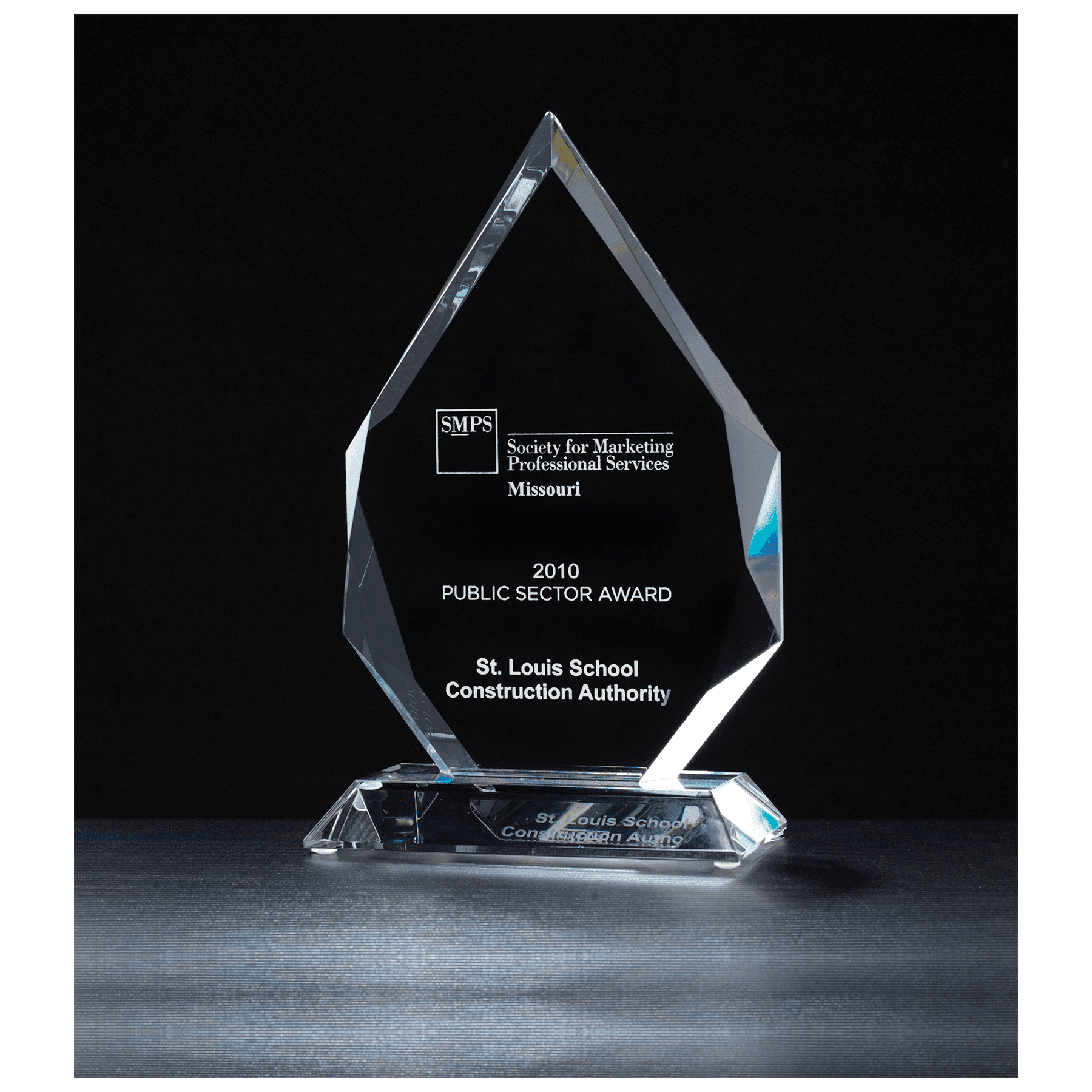 5 7/8" x 9 7/8" x 3/4" Thick Flame Series Multi-Faceted Optical Crystal Award