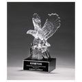 4 1/2" x 9 1/2" Beautiful Carved Crystal Eagle on a Black Crystal Base with Black Laserable Aluminum Plate