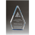 5 1/2" x 8" Flame Series Clear Crystal Award with Blue Accen ted Bottom
