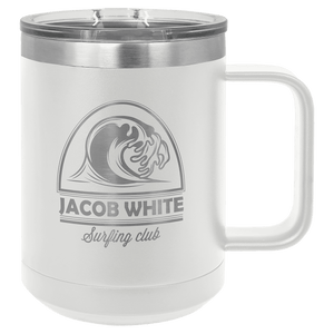 White Polar Camel 15 oz. Vacuum Insulated Mug with Slider Lid