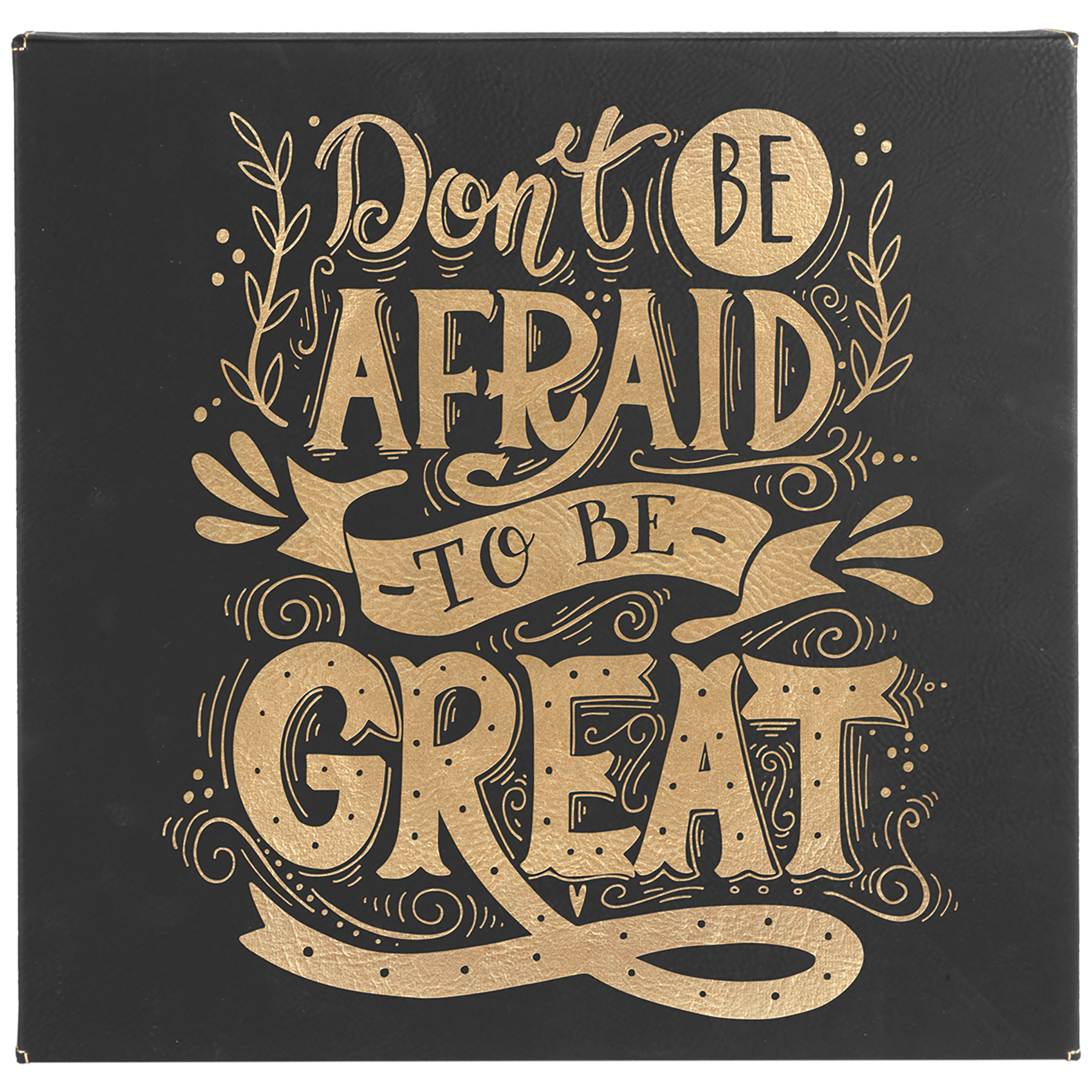 Black/Gold 10" x 10" Laserable Leatherette Wall Decor with Sawtooth Hanger