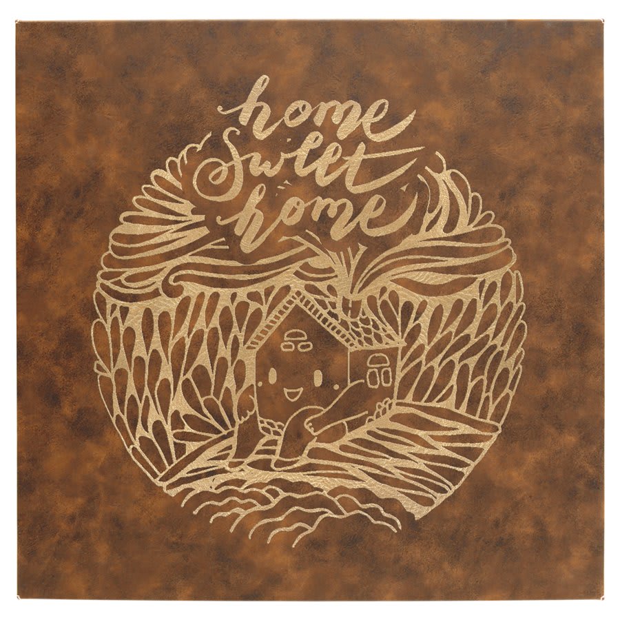 Rustic/Gold 14" x 14" Laserable Leatherette Wall Decor with Sawtooth Hanger