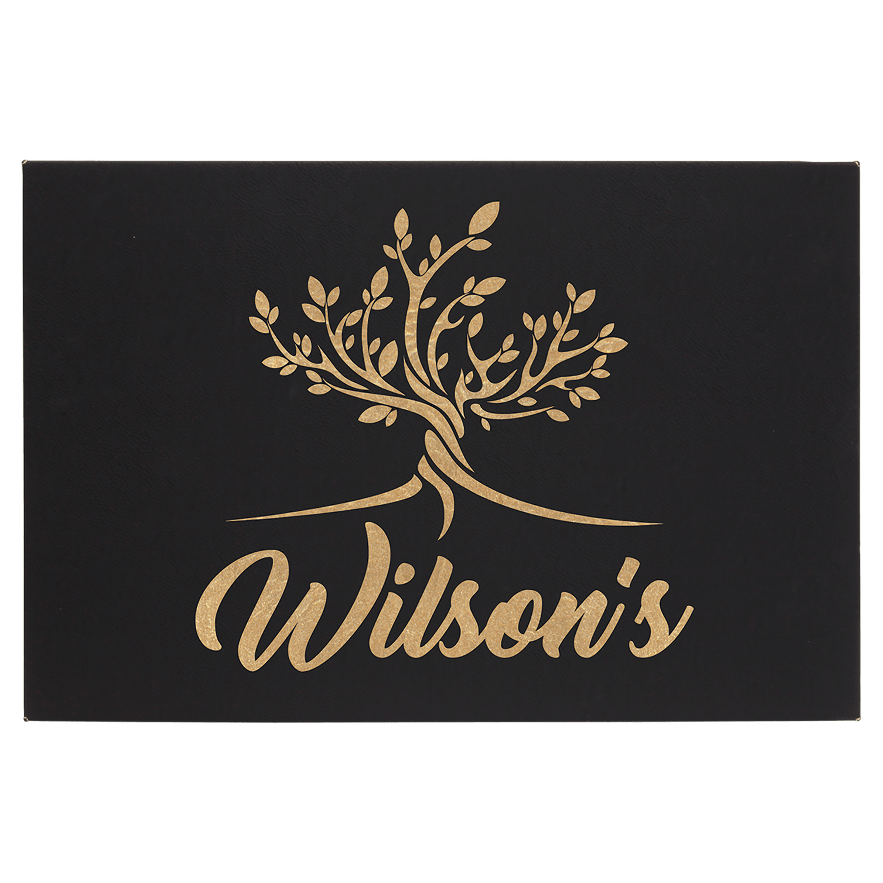 Black/Gold 12" x 18" Laserable Leatherette Wall Decor with Sawtooth Hanger