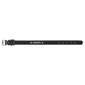 Black/Silver Small 15" x 3/4" Laserable Leatherette Dog Collar