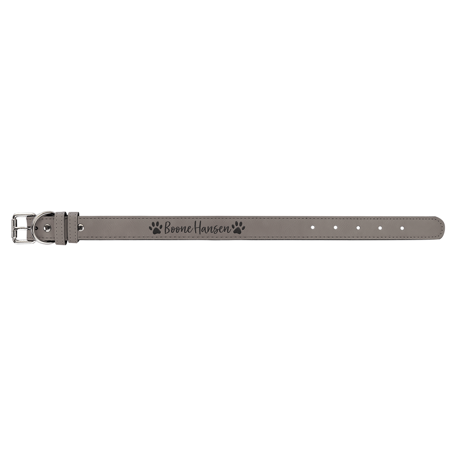 Gray Small 15" x 3/4" Laserable Leatherette Dog Collar