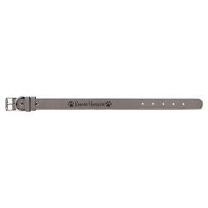 Gray Small 15" x 3/4" Laserable Leatherette Dog Collar
