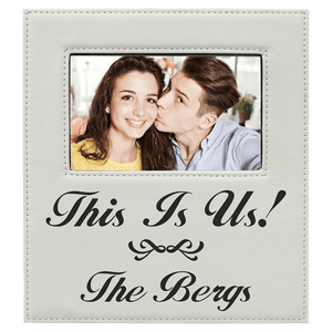 White 4" x 6" Leatherette Photo Frame with 4 1/4" x 7 7/8" Engraving Area