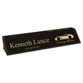 Black/Gold 10 1/2" Laserable Leatherette Desk Wedge with Business Card Holder