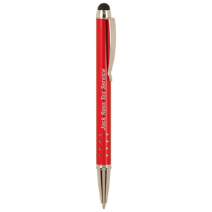 Red with Silver Trim Laserable Pen with Stylus