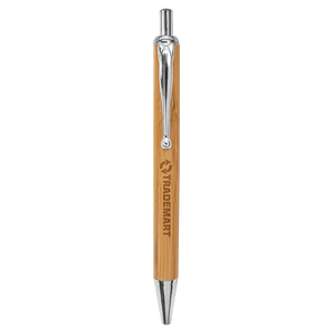 Bamboo with Silver Trim Laserable Pen