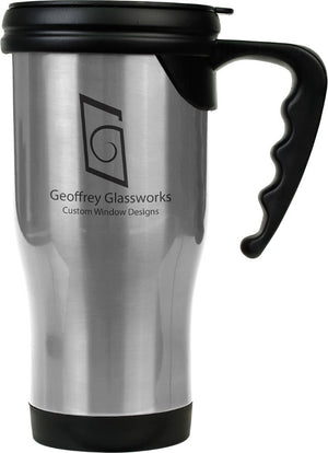Silver Laserable Stainless Steel 14 oz. Travel Mug with Handle