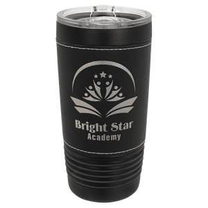 Black with Black/Silver Polar Camel 20 oz. Leatherette Tumbler with Slider Lid