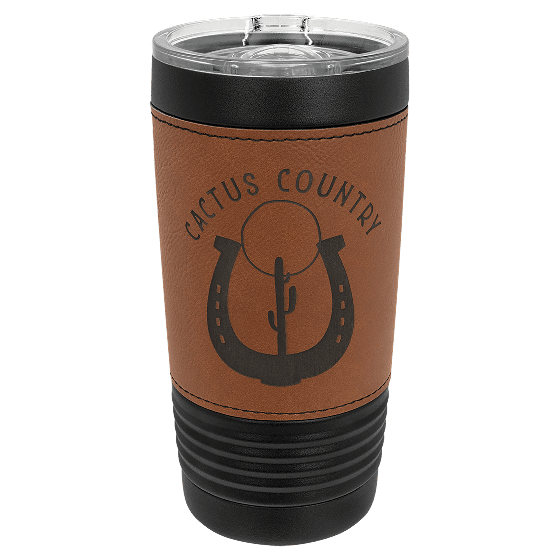 Black with Rawhide Polar Camel 20 oz. Leatherette Tumbler with Slider Lid