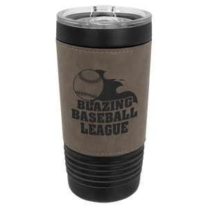 Black with Gray Polar Camel 20 oz. Leatherette Tumbler with Slider Lid