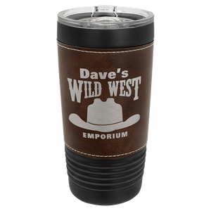 Black with Rustic Polar Camel 20 oz. Leatherette Tumbler with Slider Lid