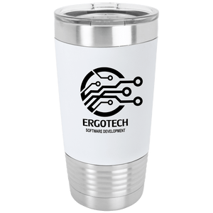 White/Black Tumbler with Silicone Grip and Clear 20 oz. Polar Camel Lid