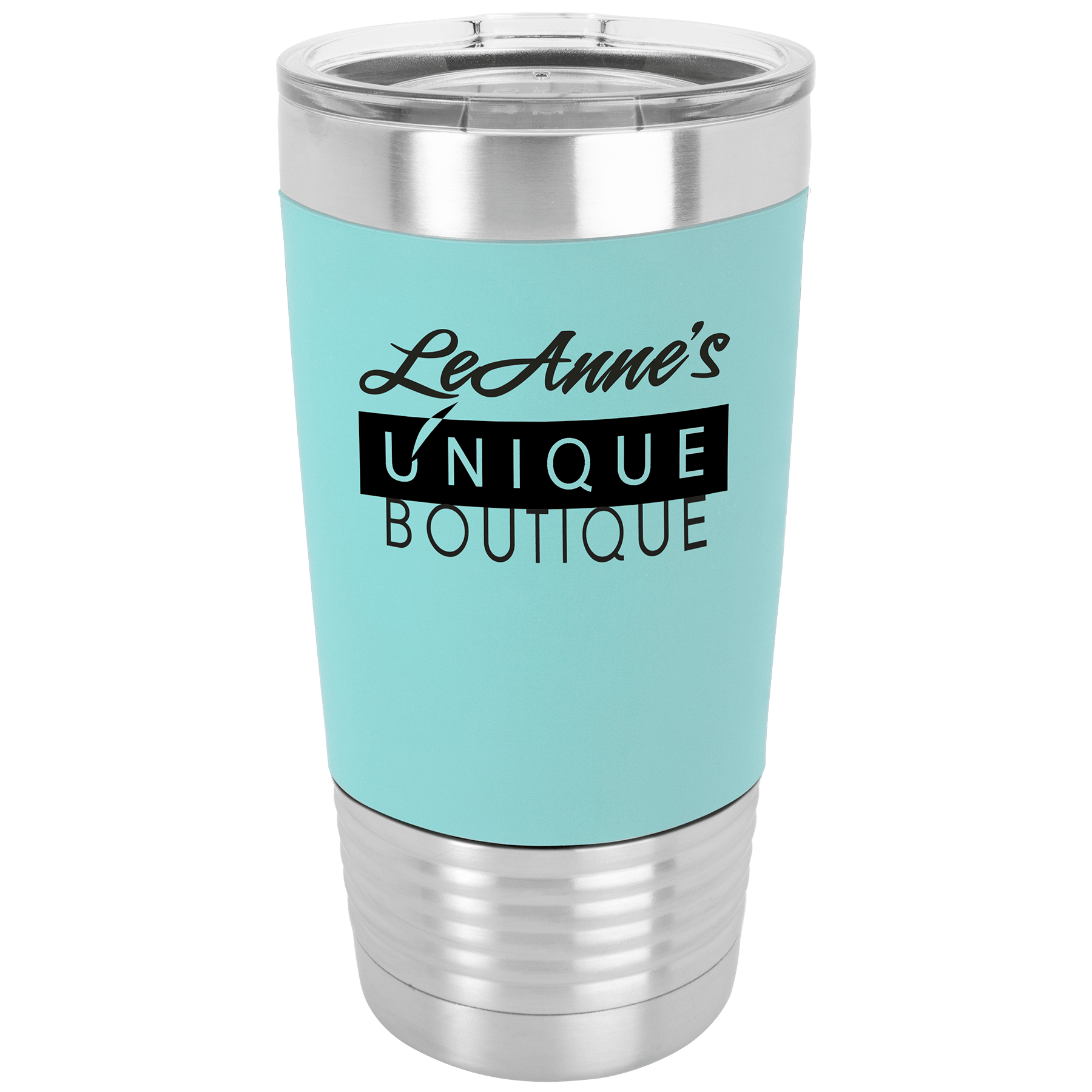 Teal/Black Polar with Silicone Grip and Clear 20 oz. Polar Camel Lid