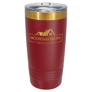 Polar Camel 20 oz. Maroon/Bright Gold ION-Plated Ringneck Tumbler with Slider Lid