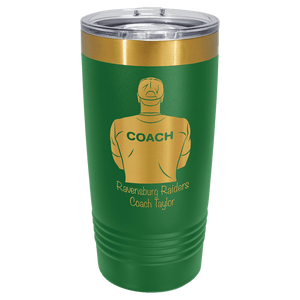Polar Camel 20 oz. Green/Bright Gold ION-Plated Ringneck Tumbler with Slider Lid