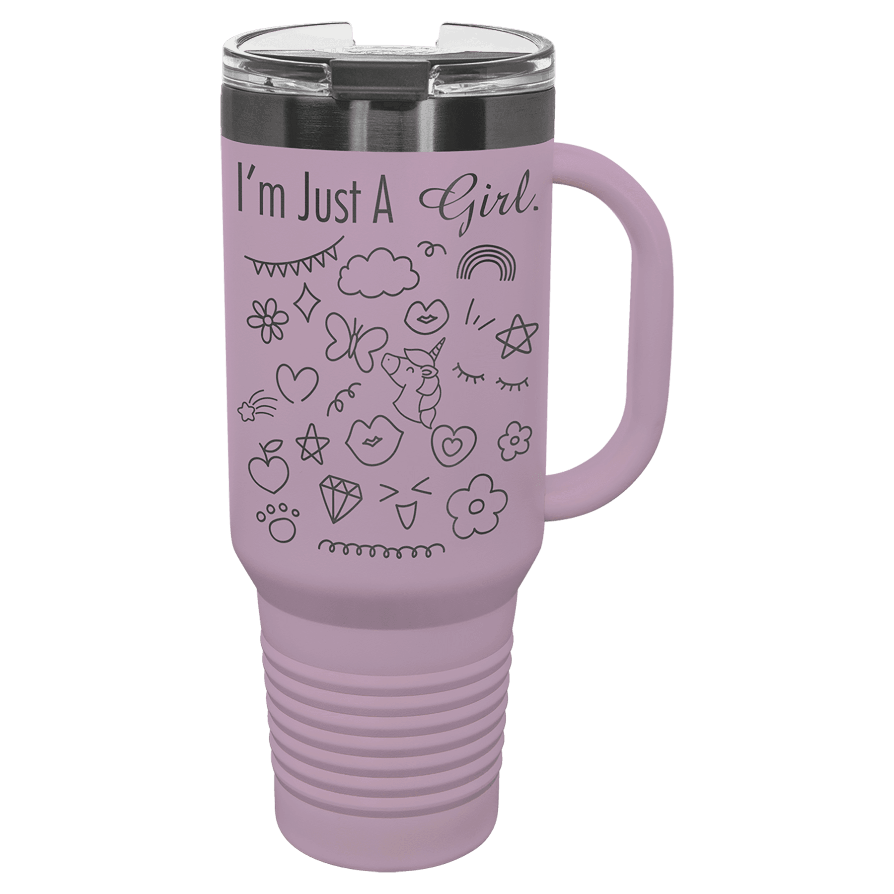 Moody Lilac/Ghost Black Polar Camel 40 oz. Travel Mug with Handle & Straw