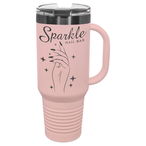 Blush/Ghost Black Polar Camel 40 oz. Travel Mug with Handle & Straw
