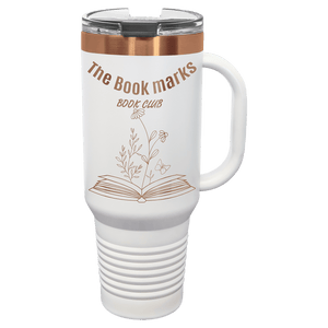 White/Rose Gold Polar Camel 40 oz. Travel Mug with Handle & Straw