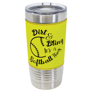 Softball Polar Camel 20 oz. Leather Tumbler with Slider Lid